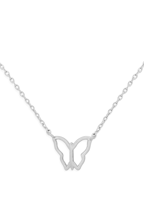 SA4-1-1-HDNEN357OR -OPEN BUTTERFLY PENDANT NECKLACE-SILVER/6PCS