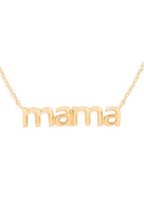 S24-1-5-HDNEN512GD -MAMA PENDANT NECKLACE-GOLD/6PCS