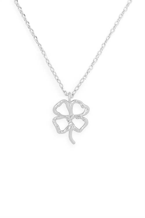 S24-3-3-HDNEN611OR -CLOVER CAST PENDANT NECKLACE-SILVER/6PCS