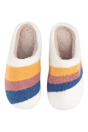 S23-9-1-HDS3853 - STRIPED  PRINT FLEECE SLIPPER-MULTICOLOR/6PCS (S2-M2-L2)