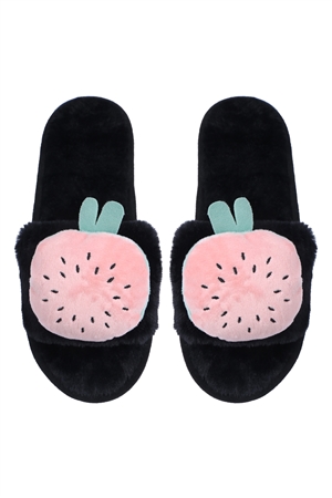 S25-8-1-HDS3950-3 - CUTE WATERMELON FLEECE SLIPPER-PINK/3 (38-39) 3 (40-41) (NOW $3.00 ONLY!)