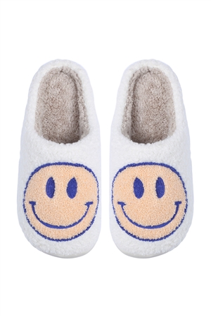 S25-8-1-HDS3955YW - COLORED SMILEY PRINT FLEECE SLIPPER-YELLOW/6PCS (S2-M2-L2)