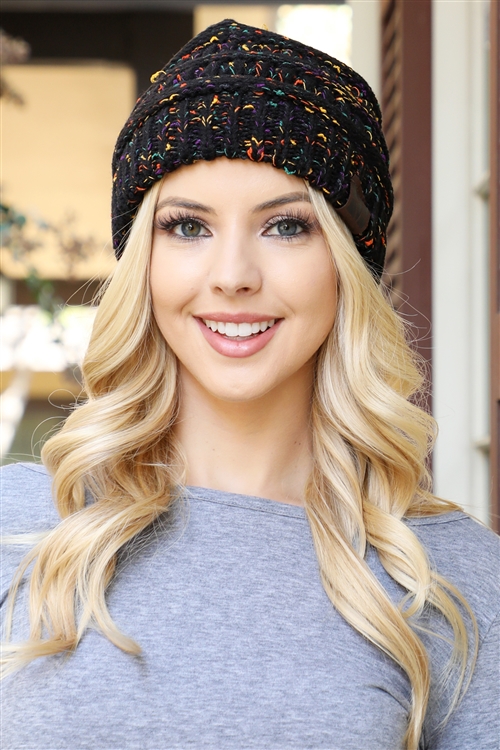 S3-2-1-HDT2512BKMX BLACK MIX KNITTED BEANIE/6PCS