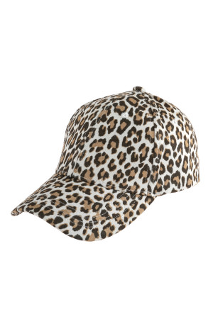 S18-7-2-AHDT2820WT WHITE LEOPARD SKIN PRINTED CAP/6PCS