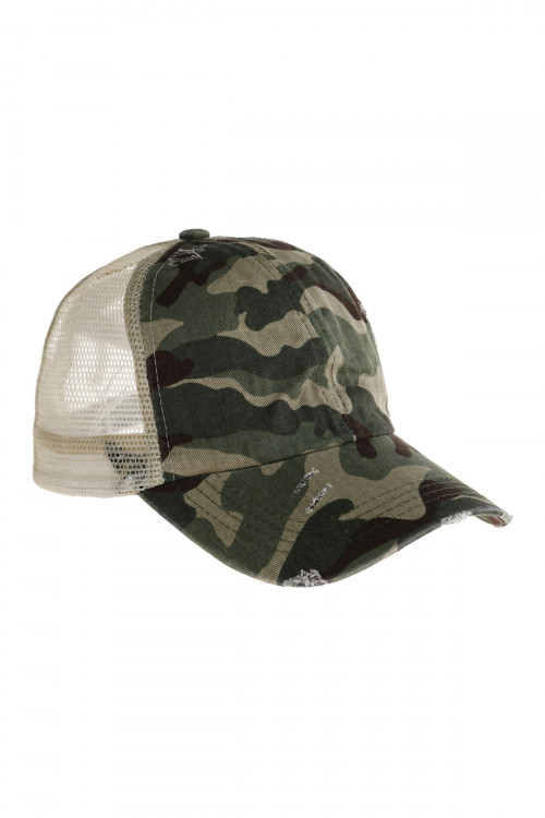 S3-7-4-HDT2936CAMO CAMOUFLAGE RAGGED FASHION STYLE NET CAP/6PCS