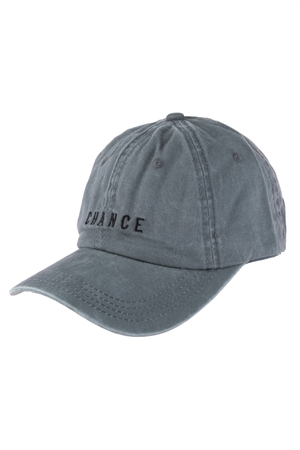 S17-9-2-HDT3228GY-1-CHANCE EMBROIDERED ACID WASH CAP-GRAY/1PC (NOW $1.00 ONLY!)