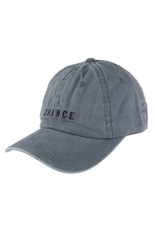 S17-9-2-HDT3228GY-CHANCE EMBROIDERED ACID WASH CAP-GRAY/6PCS (NOW $1.00 ONLY!)