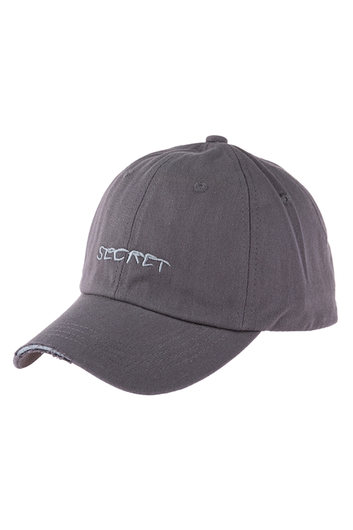 S17-9-2-HDT3231GY-SECRET EMBROIDERED CAP-GRAY/6PCS  (NOW $1.00 ONLY!)