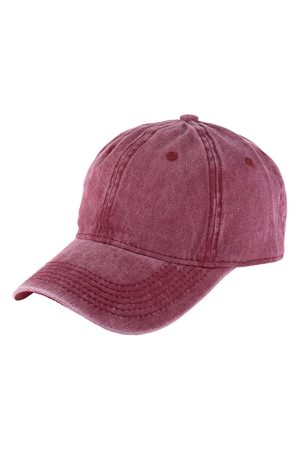 S2-7-2-HDT3232BU-ACID WASHED BASEBALL CAP-BURGUNDY/6PCS