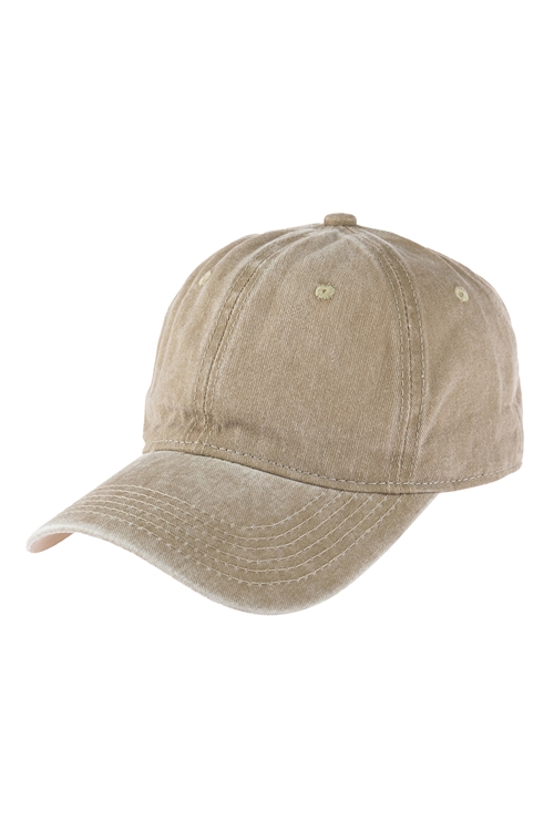 S29-6-1-HDT3232KA-ACID WASHED BASEBALL CAP-KHAKI/6PCS