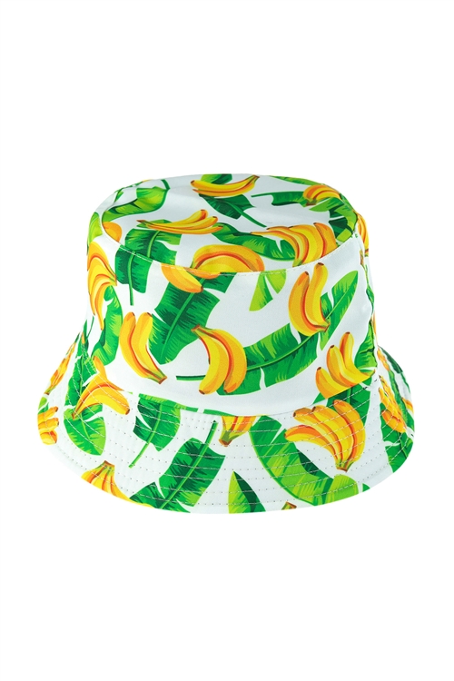 S19-10-5-HDT3308-1-BANANA PRINT DOUBLE-SIDE-WEAR REVERSIBLE BUCKET HAT/6PCS