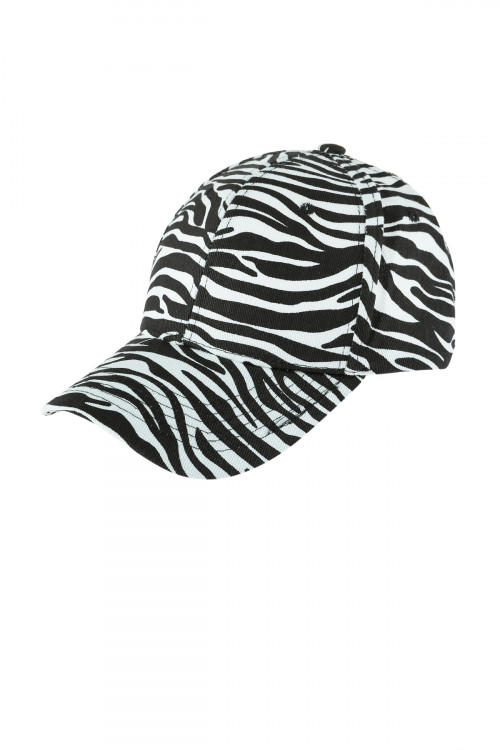 S20-2-4-HDT3310BK-ZEBRA PRINT UNISEX CAP-BLACK/6PCS