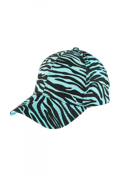 S19-7-2-HDT3310BL-ZEBRA PRINT UNISEX CAP-BLUE/6PCS