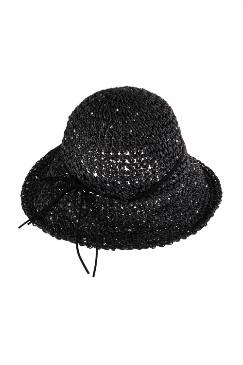 S19-7-3-HDT3311BK-WEAVED LADY BUCKET HAT-BLACK/6PCS (NOW $2.50 ONLY!)