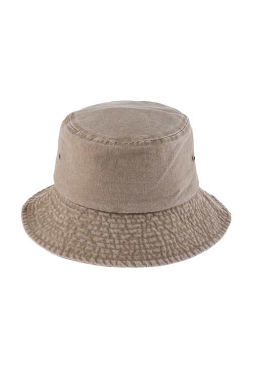 S19-6-3-HDT3320BG-ACID WASHED BUCKET HAT-BEIGE/6PCS