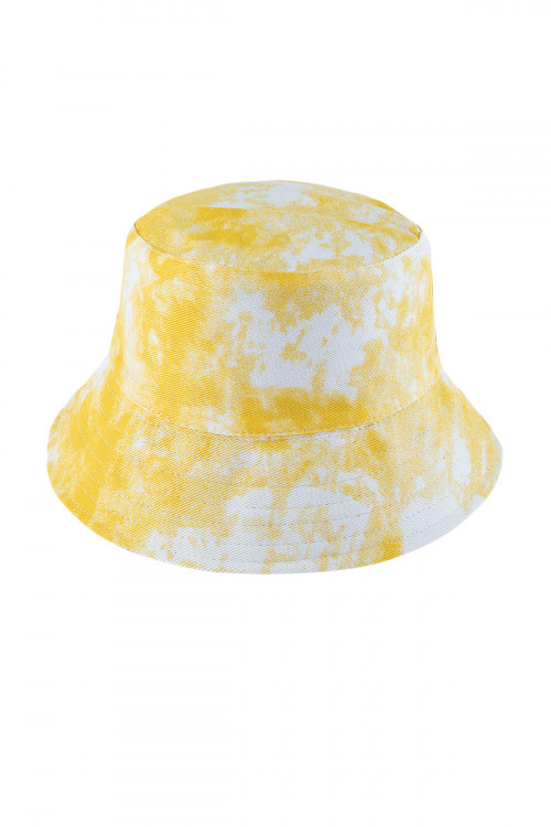 S24-2-1-HDT3335YL-PATCHED DYE DOUBLE-SIDE-WEAR REVERSIBLE BUCKET HAT-YELLOW/6PCS