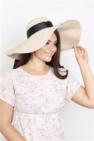 S21-1-2-HDT3402BG-FLOPPY HAT BRIM SUN HAT-BEIGE/6PCS (NOW $4.00 ONLY!)