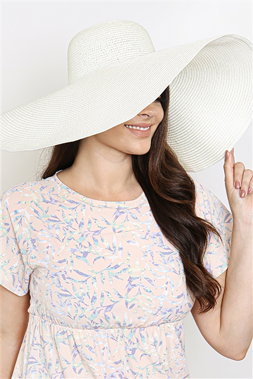 S26-9-1-HDT3412BG-WOMEN'S FLOPPY FASHION WIDE BRIM HAT - BEIGE/6PCS (NOW $4.00 ONLY!)