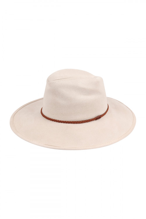 S21-1-5-HDT3414IV-FEDORA IVORY BRIM HAT/6PCS