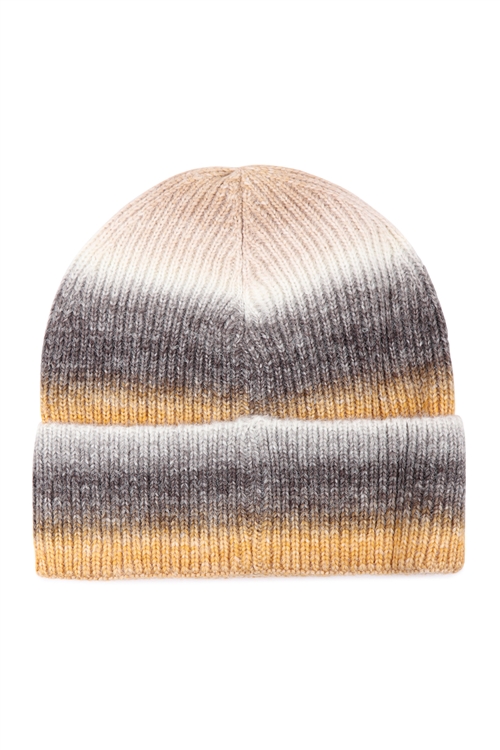 S21-6-4-HDT3424YW - STRIPED KNITTED BEANIE - YELLOW/6PCS (NOW $2.50 ONLY!)