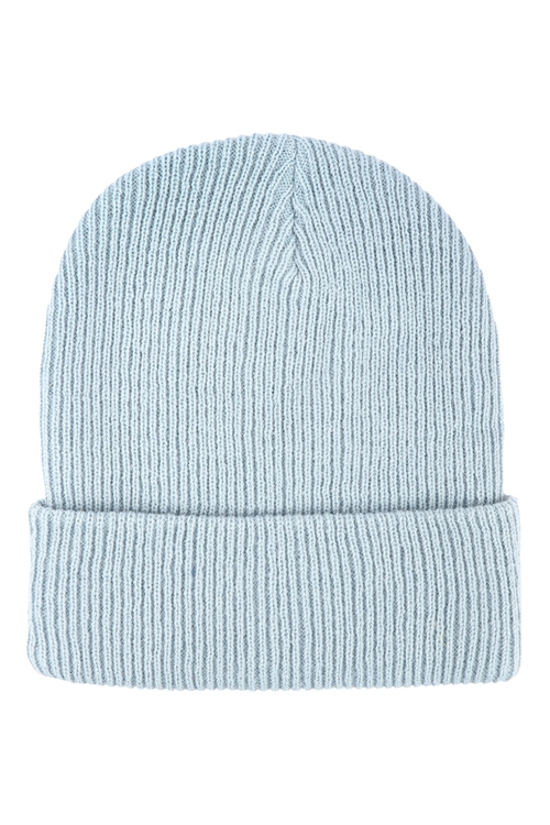 S25-6-4-HDT3512BL - PLAIN AND SIMPLE KNITTED FASHION BEANIE - BLUE/6PCS