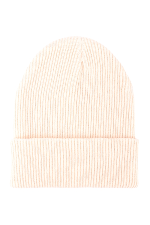 S24-7-3-HDT3512IV - PLAIN AND SIMPLE KNITTED FASHION BEANIE - IVORY/6PCS