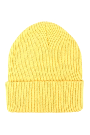 S23-8-5/S24-7-3-HDT3512MU - PLAIN AND SIMPLE KNITTED FASHION BEANIE - MUSTARD/6PCS