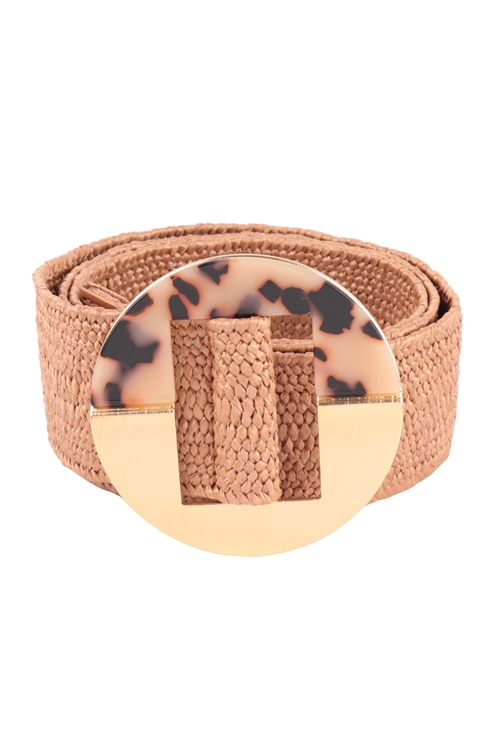 S26-5-1-HDT3546DBR - STYLISH BOHEMIAN FABRIC BREADED BELT - DARK BROWN/6PCS (NOW $2.50 ONLY!)