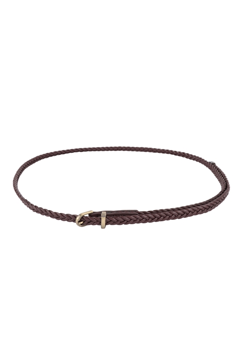 S19-4-1-HDT3550BR - WOMEN FASHION BRAIDED BELT - BROWN/6PCS