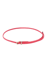 S26-4-4-HDT3550RD - WOMEN FASHION BRAIDED BELT - RED/6PCS