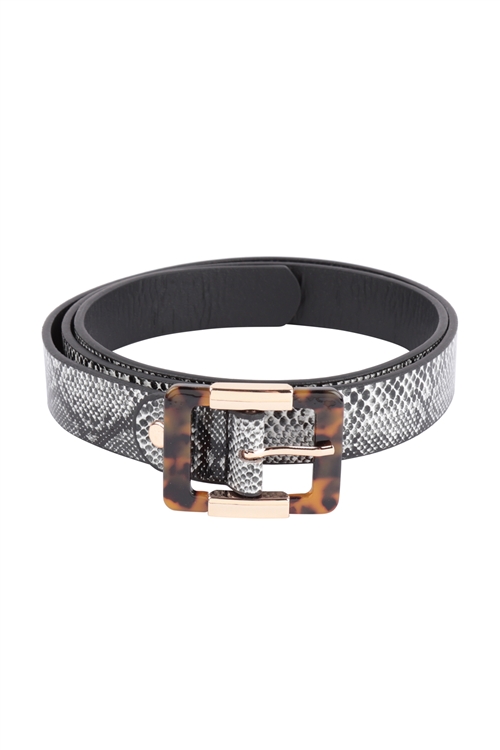 S24-1-3-HDT3623SNA - STYLISH PU LEATHER FASHION ACETATE BUCKLE BELT - SNAKE/6PCS (NOW $1.50 ONLY!)