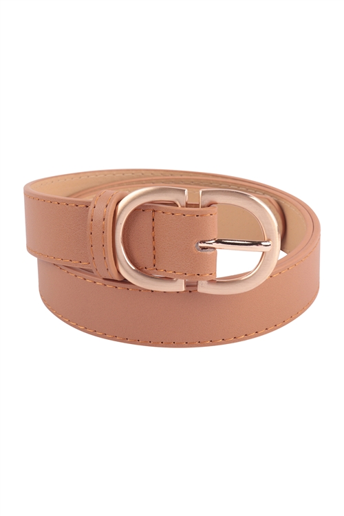 S28-3-2-HDT3717BR - DOUBLE BUCKLE FASHION LEATHER BELT - BROWN/6PCS