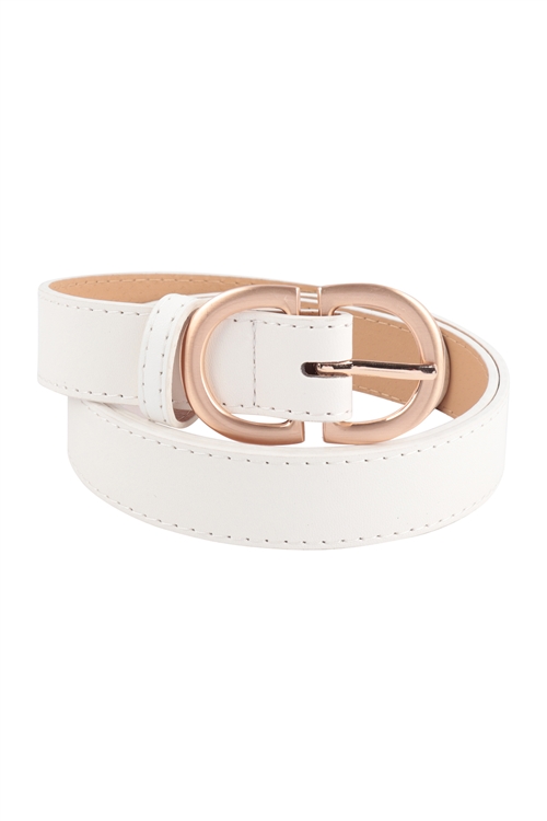 S28-3-1-HDT3717WT - DOUBLE BUCKLE FASHION LEATHER BELT - WHITE/6PCS