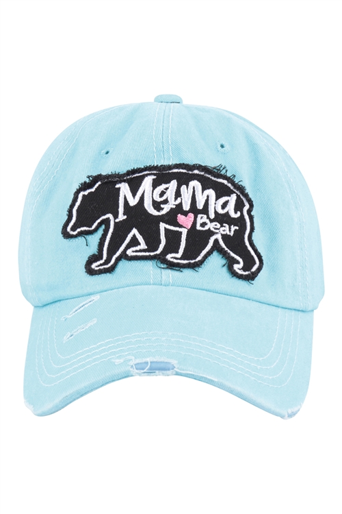 S3-2-1-HDT3754LBL - MAMA BEAR RUGGED STYLE BASEBALL CAP-LIGHT BLUE/6PCS