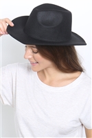 S1-3-5-HDT3795BK - FELT FASHION BRIM HAT-BLACK/6PCS