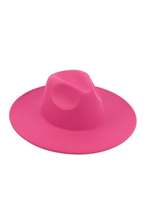 S1-P7-HDT4024FS - FELT FEDORA FASHION BRIM HAT-FUCHSIA/6PCS