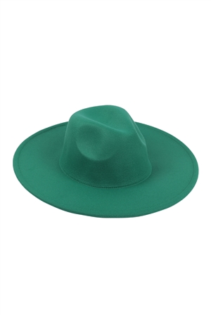 S1-P8-HDT4024HGR - FELT FEDORA FASHION BRIM HAT-HUNTER GREEN/6PCS