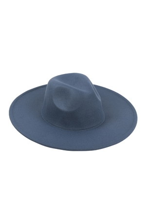 Blk-15-1-HDT4024NV - FELT FEDORA FASHION BRIM HAT-NAVY/6PCS