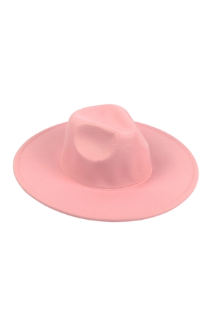 S1-P8-HDT4024PK - FELT FEDORA FASHION BRIM HAT-PINK/6PCS