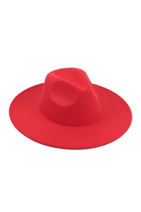 S1-P7-HDT4024RD - FELT FEDORA FASHION BRIM HAT-RED/6PCS