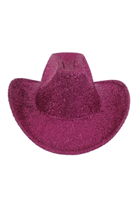 S7-13-6-HDT4055FS - GLITTER SOLID COLOR FEDORA HAT-FUCHSIA/6PCS