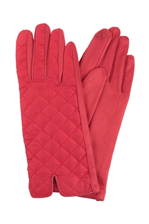 S3-9-1-HDV2826RD - QUILTED DIAMOND PATTERN SMART TOUCH GLOVES-RED/6PCS