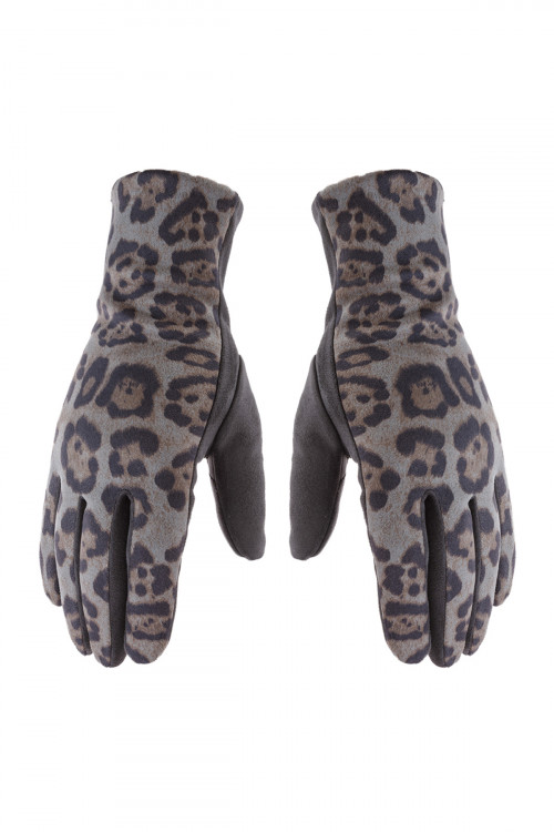 S23-11-4-HDV2922GY GRAY SMART TOUCH LEOPARD GLOVES/6PCS