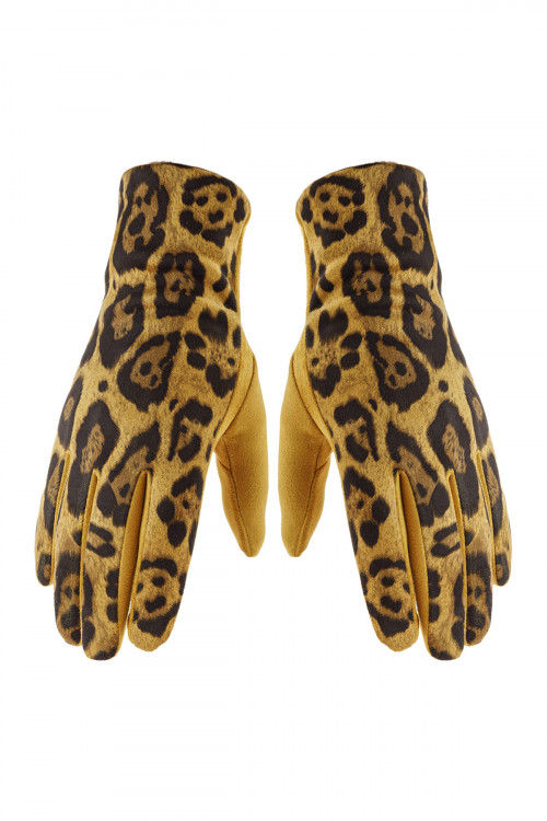 S23-11-4-HDV2922MU MUSTARD SMART TOUCH LEOPARD GLOVES/6PCS