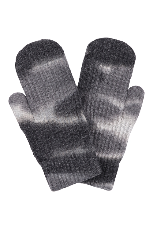 S26-4-4-HDV3446BK - TIE DYE KNIT GLOVES - BLACK/6PCS (NOW $1.50 ONLY!)