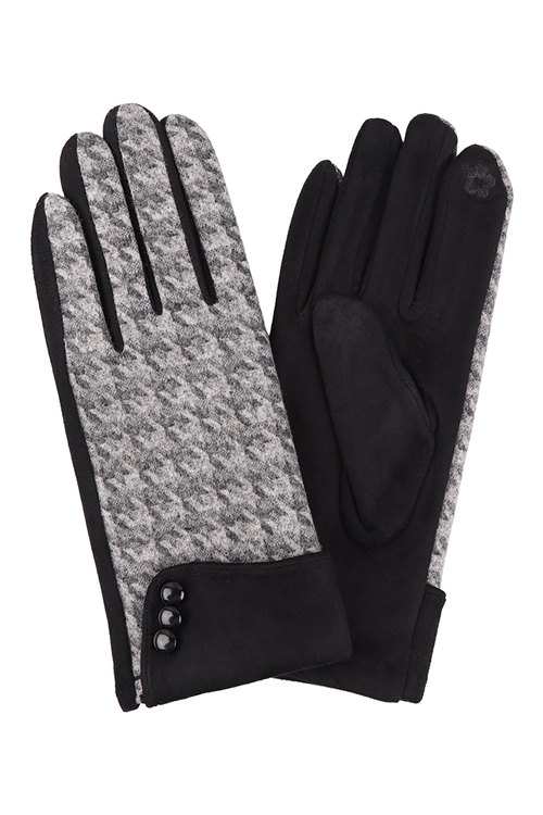 S26-4-4-HDV3450BK - SMART TOUCH GLOVES  W/ BUTTON - BLACK/6PCS (NOW $2.75 ONLY!)