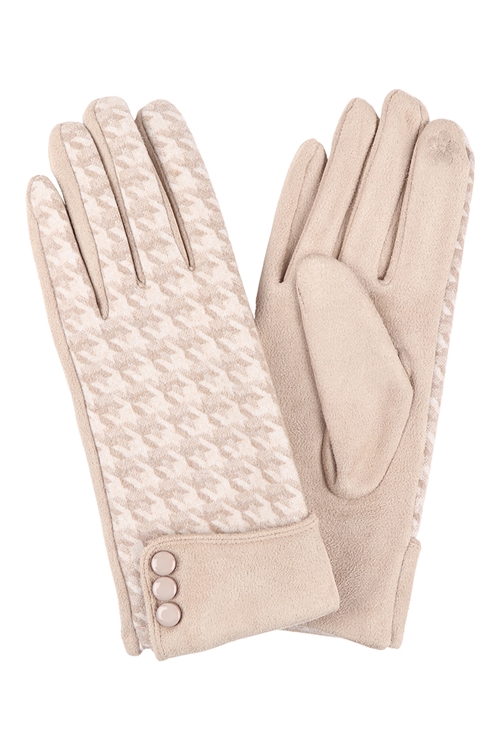 S27-4-4-HDV3450LBR - SMART TOUCH GLOVES  W/ BUTTON - LIGTH BROWN/6PCS