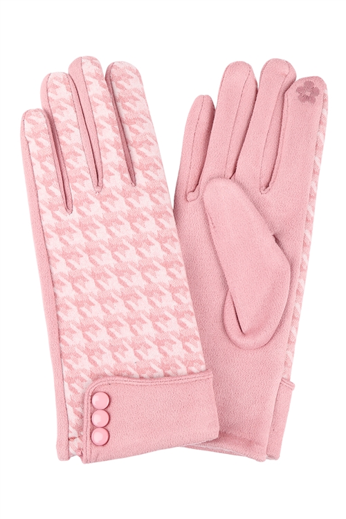 S27-4-4-HDV3450PK - SMART TOUCH GLOVES  W/ BUTTON - PINK/6PCS