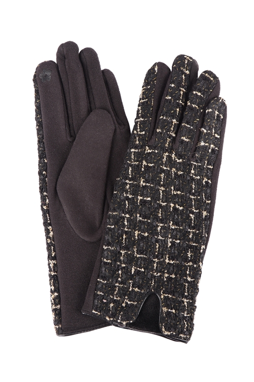 S17-9-4-HDV3453BK - PLAID SMART TOUCH GLOVES - BLACK/6PCS (NOW $2.75 ONLY!)