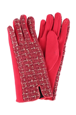S17-9-4-HDV3453RD - PLAID SMART TOUCH GLOVES - RED/6PCS (NOW $2.75 ONLY!)